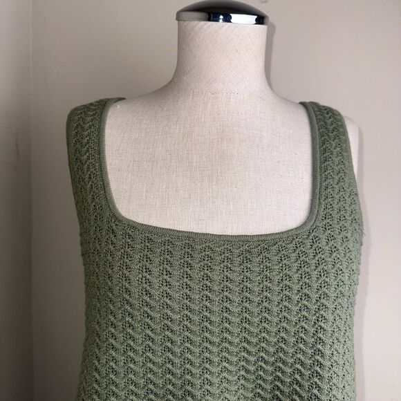 NWT Marled Reunited Olive Green Crochet Halter Top Skirt Set Size Medium NEW - Picture 5 of 11